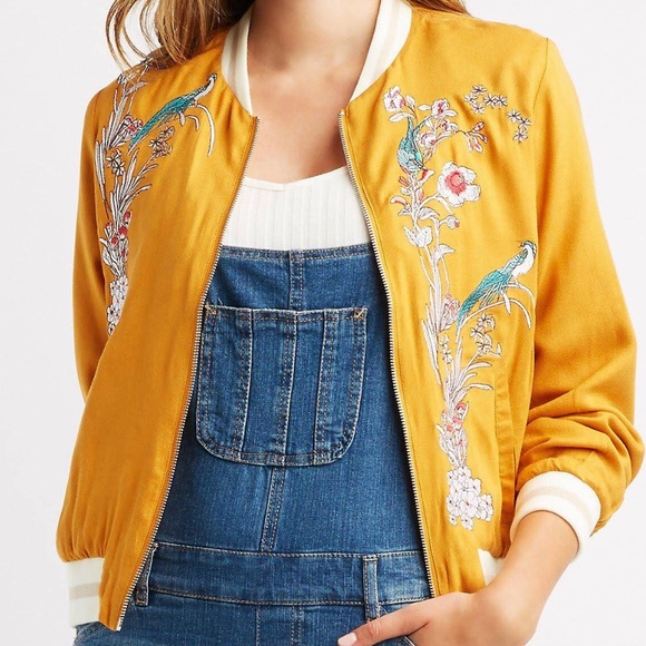 floral embroidery bomber jacket